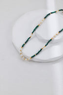 Stacked Malachite & Pearl Necklace Duo