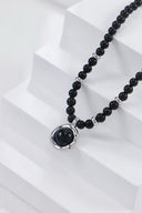 S925 Black Agate Orbit Necklace