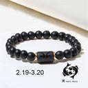 Zodiac Bracelet – Matte Black Agate Beads
