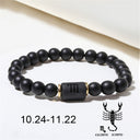 Zodiac Bracelet – Matte Black Agate Beads