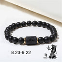 Zodiac Bracelet – Matte Black Agate Beads