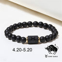 Zodiac Bracelet – Matte Black Agate Beads