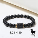 Zodiac Bracelet – Matte Black Agate Beads