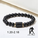 Zodiac Bracelet – Matte Black Agate Beads
