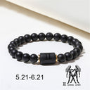 Zodiac Bracelet – Matte Black Agate Beads