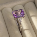 Radiant Amethyst Square-Cut Ring – S925 Sterling Silver