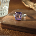 Radiant Amethyst Square-Cut Ring – S925 Sterling Silver