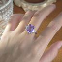 Radiant Amethyst Square-Cut Ring – S925 Sterling Silver