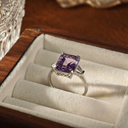 Radiant Amethyst Square-Cut Ring – S925 Sterling Silver