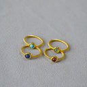 Minimalist Braided Gold-Plated Ring – Embedded with Natural Gemstones