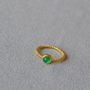 Minimalist Braided Gold-Plated Ring – Embedded with Natural Gemstones