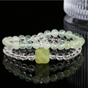 Grape Glow – Double Layer White Quartz & Prehnite Bracelet