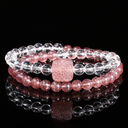 Sweet Magnet – Strawberry Quartz & Clear Quartz Double Bracelet