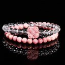 Heart Echo – Rhodochrosite & Clear Quartz Double Bracelet