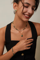 Stacked Malachite & Pearl Necklace Duo