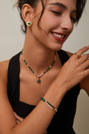 Stacked Malachite & Pearl Necklace Duo