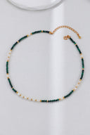Stacked Malachite & Pearl Necklace Duo