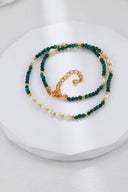 Stacked Malachite & Pearl Necklace Duo