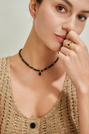 S925 Black Agate Orbit Necklace