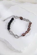 Black Agate & Smoky Quartz Twist Bracelet