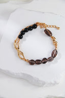 Black Agate & Smoky Quartz Twist Bracelet