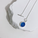 S925 Blue Agate Bar Necklace