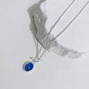 S925 Blue Agate Bar Necklace