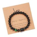 Zodiac Birthstone Bracelet – – Agate Beaded with Natural Gemstone Accent
