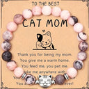 To the Best Cat Mom Bracelet | Pink Agate & Marble Jasper