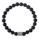 8mm Lava Stone Bracelet with Stainless Steel Accents