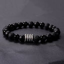 8mm Lava Stone Bracelet with Stainless Steel Accents