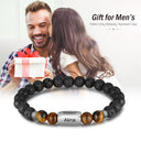Custom Name Bracelet – Lava Stone Beads & Stainless Steel Engraving
