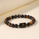 Initial Bracelet – Tiger’s Eye & Lava Stone