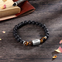 Custom Name Bracelet – Lava Stone Beads & Stainless Steel Engraving
