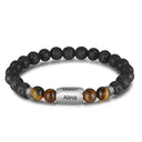 Custom Name Bracelet – Lava Stone Beads & Stainless Steel Engraving