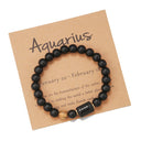 Zodiac Birthstone Bracelet – – Agate Beaded with Natural Gemstone Accent