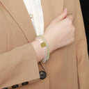Grape Glow – Double Layer White Quartz & Prehnite Bracelet