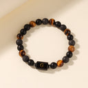 Initial Bracelet – Tiger’s Eye & Lava Stone