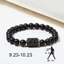 Zodiac Bracelet – Matte Black Agate Beads