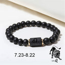 Zodiac Bracelet – Matte Black Agate Beads