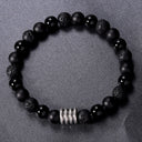 8mm Lava Stone Bracelet with Stainless Steel Accents