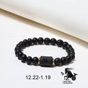Zodiac Bracelet – Matte Black Agate Beads