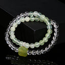 Grape Glow – Double Layer White Quartz & Prehnite Bracelet