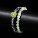 Grape Glow – Double Layer White Quartz & Prehnite Bracelet