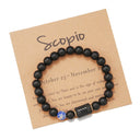 Zodiac Birthstone Bracelet – – Agate Beaded with Natural Gemstone Accent