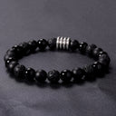8mm Lava Stone Bracelet with Stainless Steel Accents