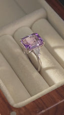 Radiant Amethyst Square-Cut Ring – S925 Sterling Silver