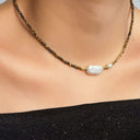 Café Lights Amber & Pearl Necklace & Bracelet